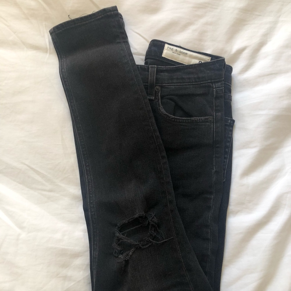 Rag/Bone Vintage Dark Grey Distressed Skinny Jean